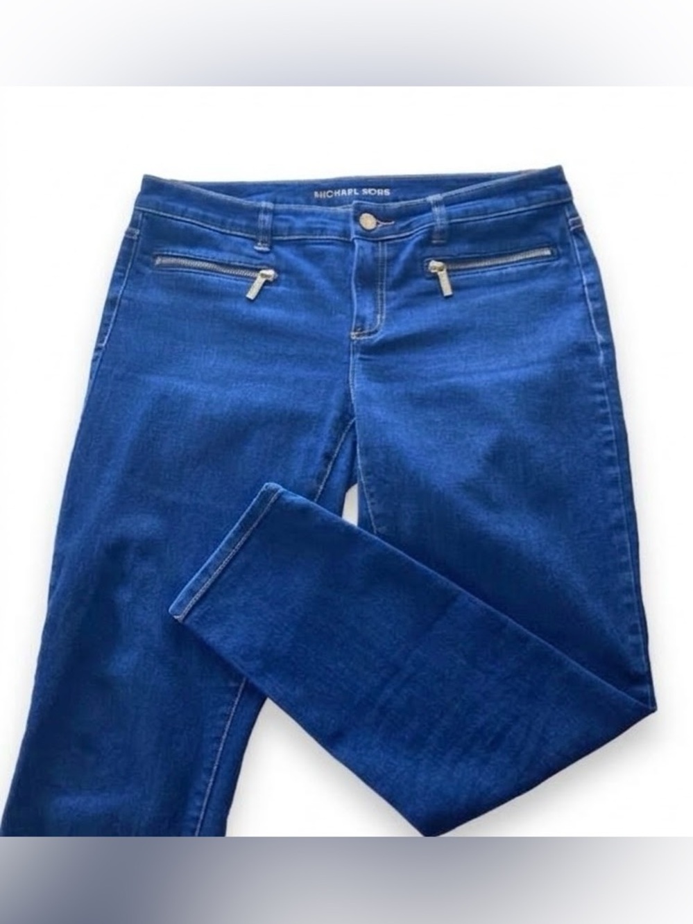 Michael Kors High Waisted Skinny Jeans Dark Wash Gold Zip Women’s 10